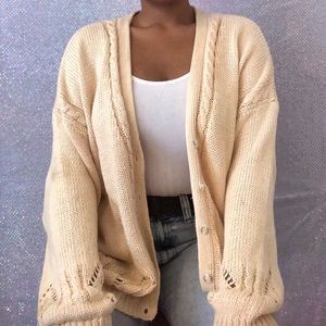 Cream yellow cardigan sweater